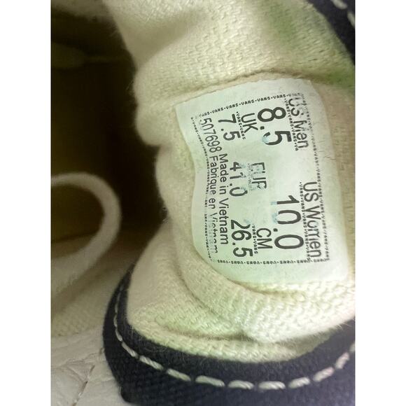 Vans Off the Wall Shoes Mens Size 8.5 Womens 10 Navy Blue White Lace Up Skater - Picture 6 of 7